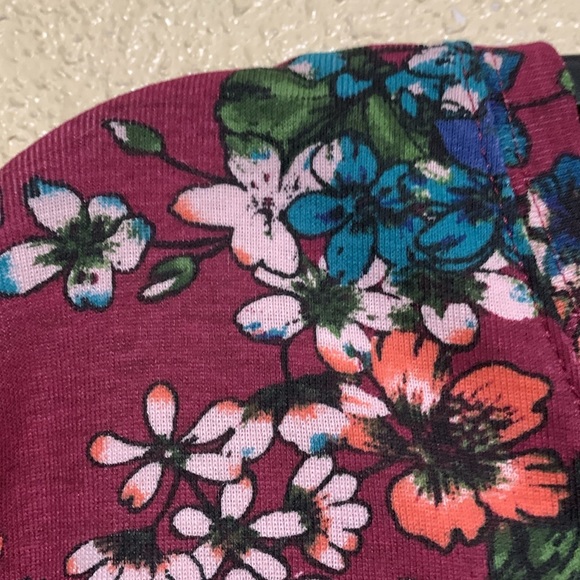 i.b.diffusion Top Blouse 2X Burgundy Red Blue Pink Floral Pullover Stretch - Picture 6 of 12